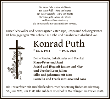 Traueranzeige von Konrad Puth von OF