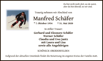 Traueranzeige von Manfred Schäfer von OF