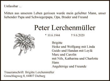 Traueranzeige von Peter Lerchenmüller von OF