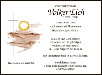 Traueranzeige von Volker Eich von OF