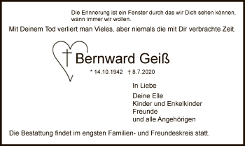 Traueranzeige von Bernward Geiß von OF