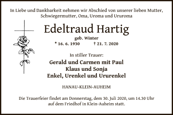 Traueranzeige von Edeltraud Hartig von OF