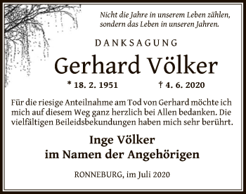 Traueranzeige von Gerhard Völker von OF