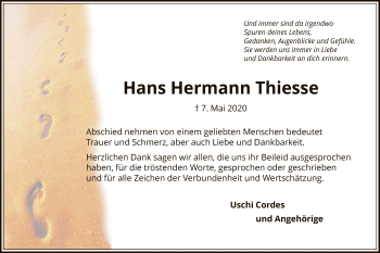 Traueranzeige von Hans Hermann Thiesse von OF