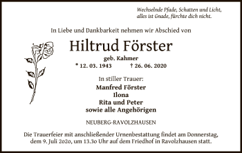 Traueranzeige von Hiltrud Förster von OF