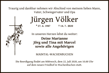 Traueranzeige von Jürgen Völker von OF