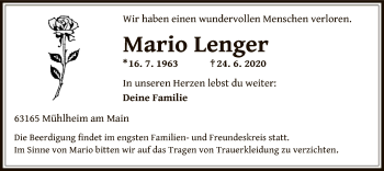 Traueranzeige von Mario Lenger von OF