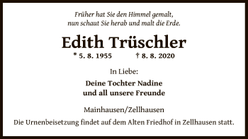 Traueranzeige von Edith Trüschler von OF