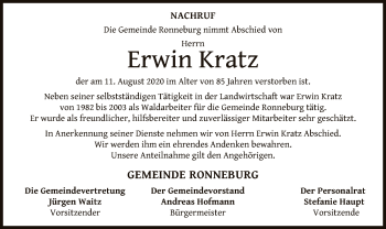 Traueranzeige von Erwin Kratz von OF