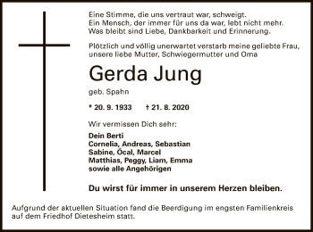 Traueranzeige von Gerda Jung von OF