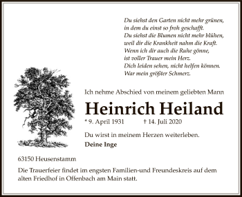 Traueranzeige von Heinrich Heiland von OF