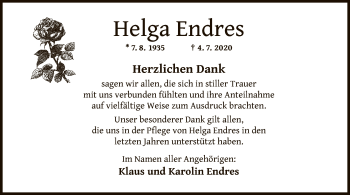 Traueranzeige von Helga Endres von OF