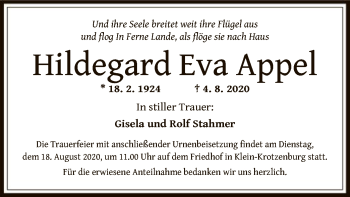 Traueranzeige von Hildegard Eva Appel von OF