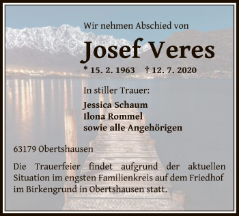 Traueranzeige von Josef Veres von OF