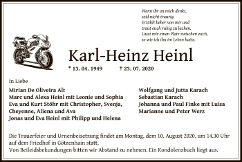 Traueranzeige von Karl-Heinz Heinl von OF