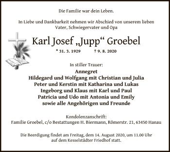 Traueranzeige von Karl Josef Groebel von OF