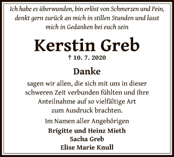 Traueranzeige von Kerstin Greb von OF