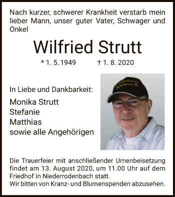 Traueranzeige von Wilfried Strutt von OF