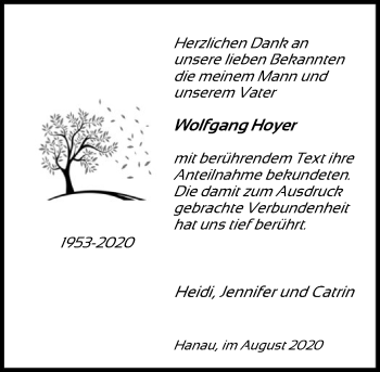 Traueranzeige von Wolfgang Hoyer von OF