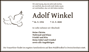 Traueranzeige von Adolf Winkel von OF