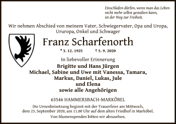 Traueranzeige von Franz Scharfenorth von OF