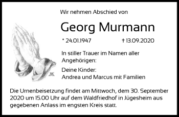 Traueranzeige von Georg Murmann von OF