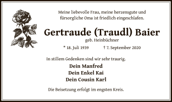 Traueranzeige von Gertraude Baier von OF