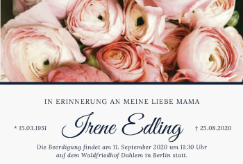 Traueranzeige von Irene Edling von OF