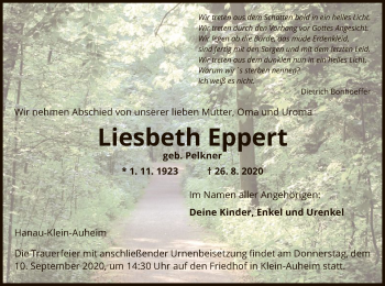 Traueranzeige von Liesbeth Eppert von OF