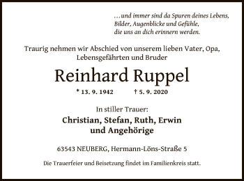 Traueranzeige von Reinhard Ruppel von OF