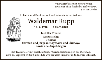 Traueranzeige von Waldemar Rupp von OF