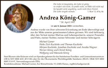 Traueranzeige von Andrea König-Gamer von OF