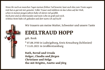 Traueranzeige von Edeltraud Hopp von OF