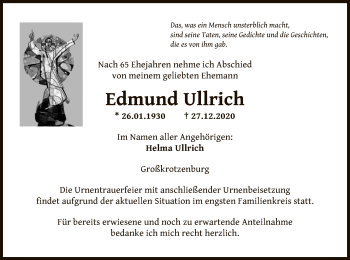 Traueranzeige von Edmund Ullrich von OF