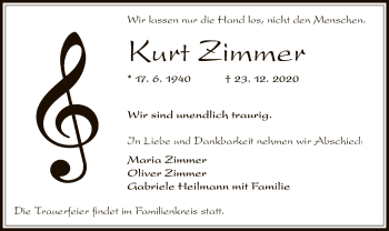 Traueranzeige von Kurt Zimmer von OF