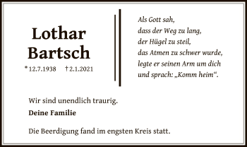 Traueranzeige von Lothar Bartsch von OF