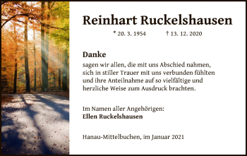 Traueranzeige von Reinhart Ruckelshausen von OF