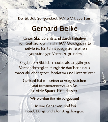 Traueranzeige von Gerhard Beike von Offenbach