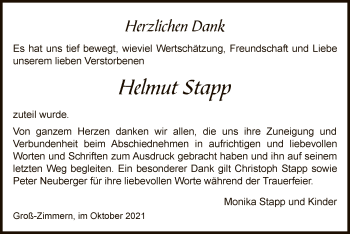 Traueranzeige von Helmut Stapp von OF