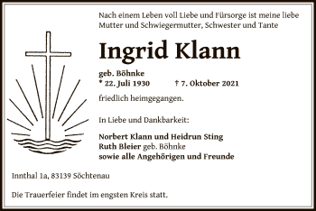 Traueranzeige von Ingrid Klann von OF