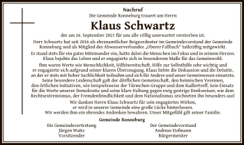 Traueranzeige von Klaus Schwartz von OF