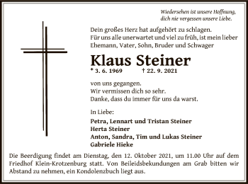 Traueranzeige von Klaus Steiner von OF