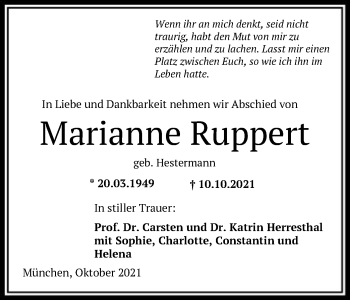 Traueranzeige von Marianne Ruppert von OF