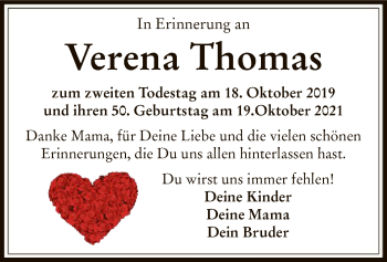 Traueranzeige von Verena Thomas von OF