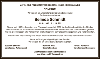 Traueranzeige von Belinda Schmidt von OF