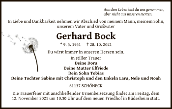 Traueranzeige von Gerhard Bock von OF