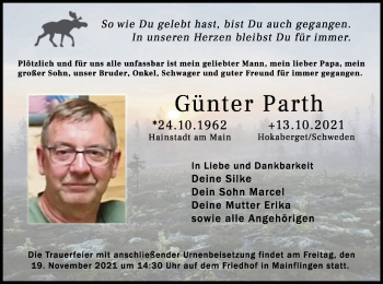 Traueranzeige von Günter Parth von OF