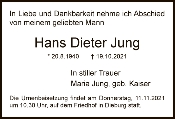 Traueranzeige von Hans Dieter Jung von OF