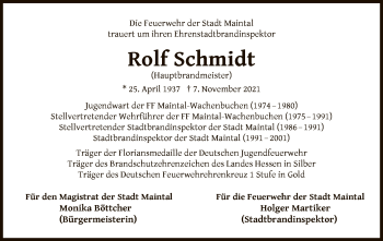 Traueranzeige von Rolf Schmidt von OF