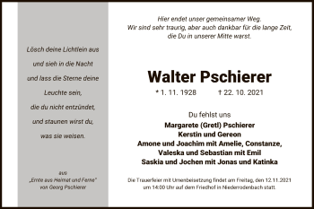 Traueranzeige von Walter Pschierer von OF